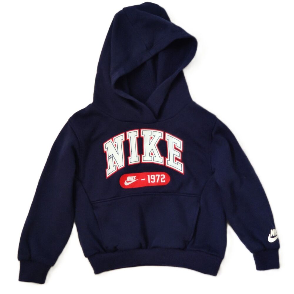 Nike Toddler Boys Navy Blue Pullover Hoodie Sweatshirt 1972 Graphic Size 3T